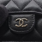 Chanel Trifold Wallet Classic Small Flap Quilted Black Caviar Leather — view 8
