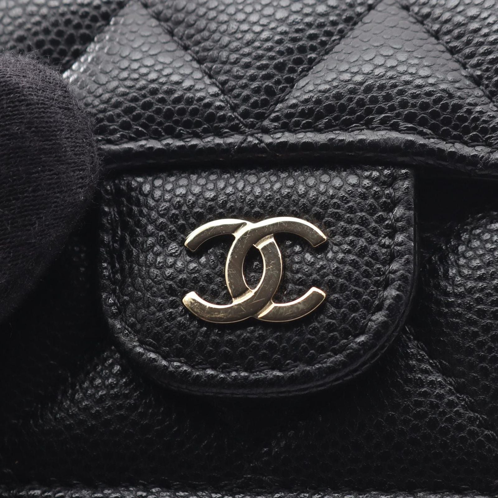 Chanel Trifold Wallet Classic Small Flap Quilted Black Caviar Leather — view 8