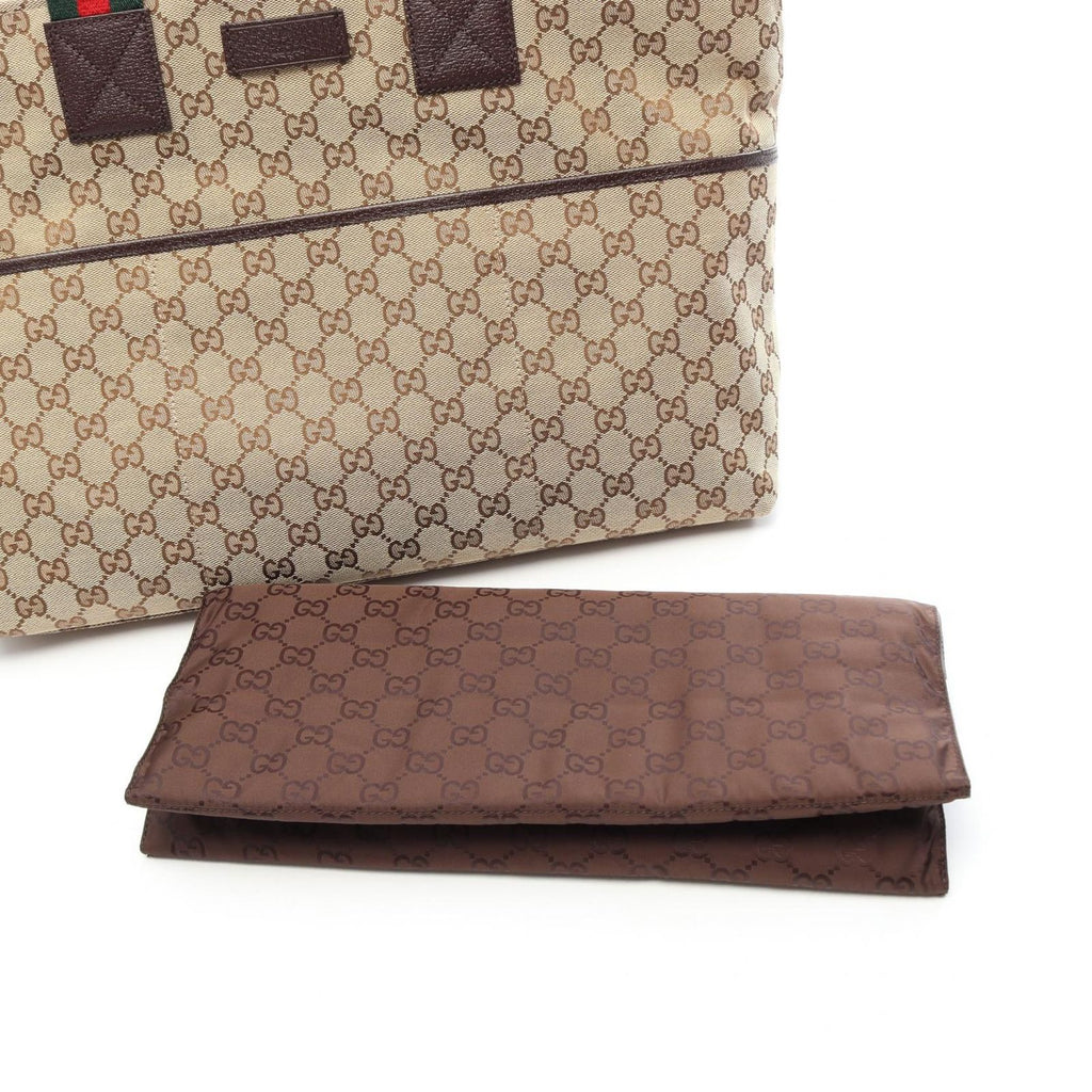 Gucci Tote Bag GG Canvas Webbing Line Diaper Beige Dark Brown — view 7