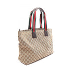 Gucci Tote Bag GG Canvas Webbing Line Diaper Beige Dark Brown — view 2