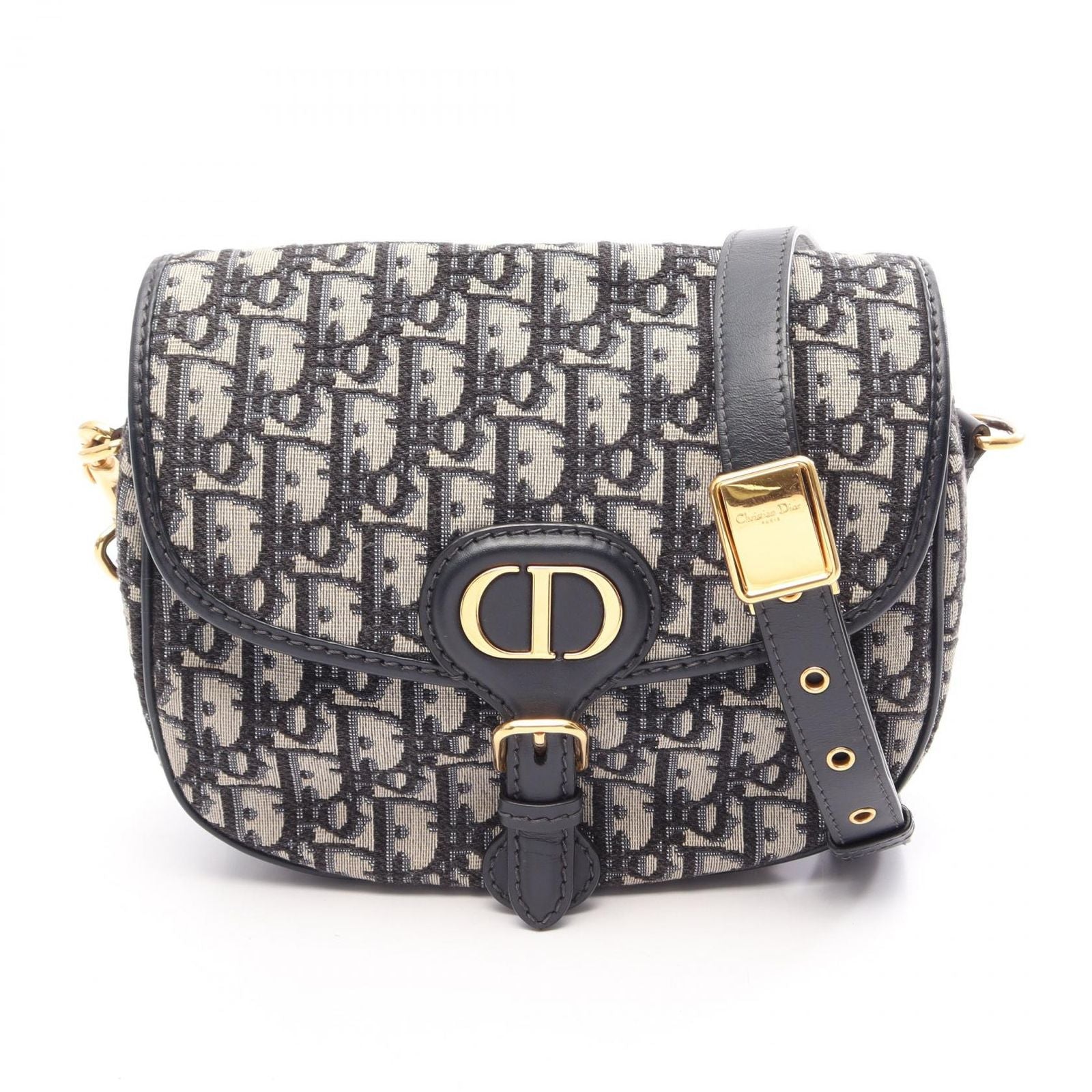 Dior Shoulder Bag Bobby Medium Oblique Navy Canvas Leather