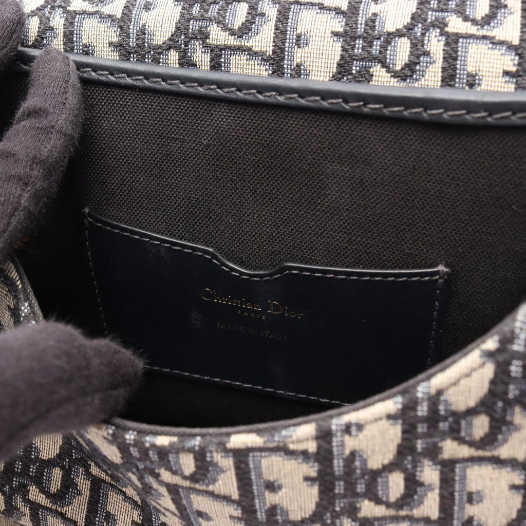 Dior Shoulder Bag Bobby Medium Oblique Navy Canvas Leather — view 5