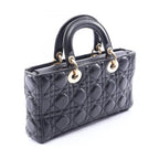 Dior Handbag Lady D-joy Medium Cannage 2-Way Black Leather Bag — view 2