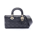 Dior Handbag Lady D-joy Medium Cannage 2-Way Black Leather Bag