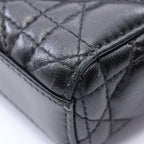 Dior Handbag Lady D-joy Medium Cannage 2-Way Black Leather Bag — view 7
