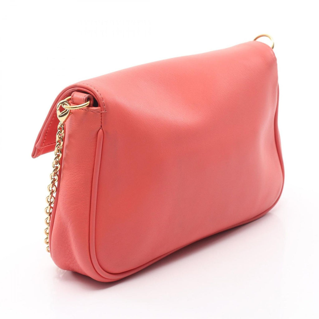 Fendi Shoulder Bag Coral Pink Leather Chain Pouch — view 2