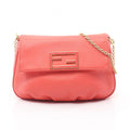 Fendi Shoulder Bag Coral Pink Leather Chain Pouch