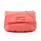 Fendi Shoulder Bag Coral Pink Leather Chain Pouch