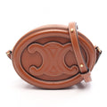 Celine Shoulder Bag Triomphe Oval Purse Cuile Tan Leather