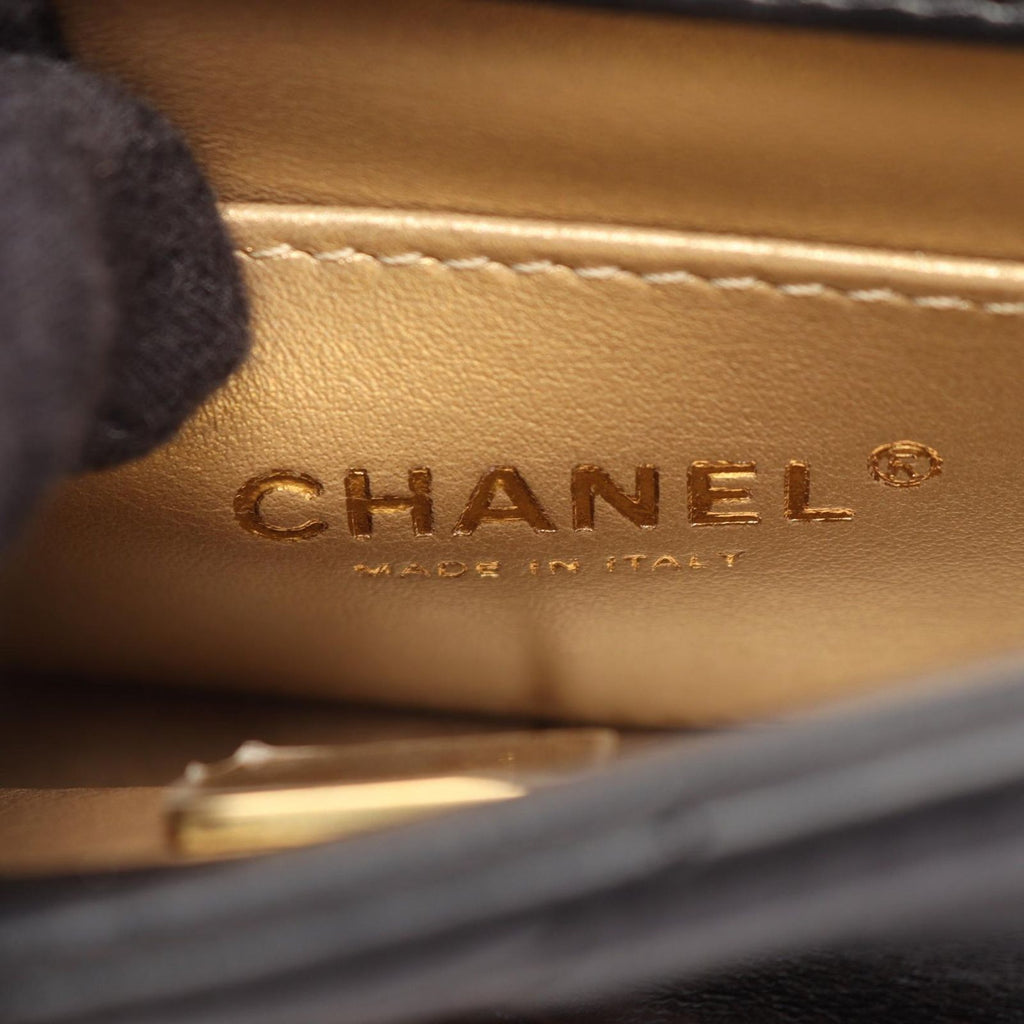 Chanel Shoulder Bag Quilted Mini Flap Black Lambskin — view 4