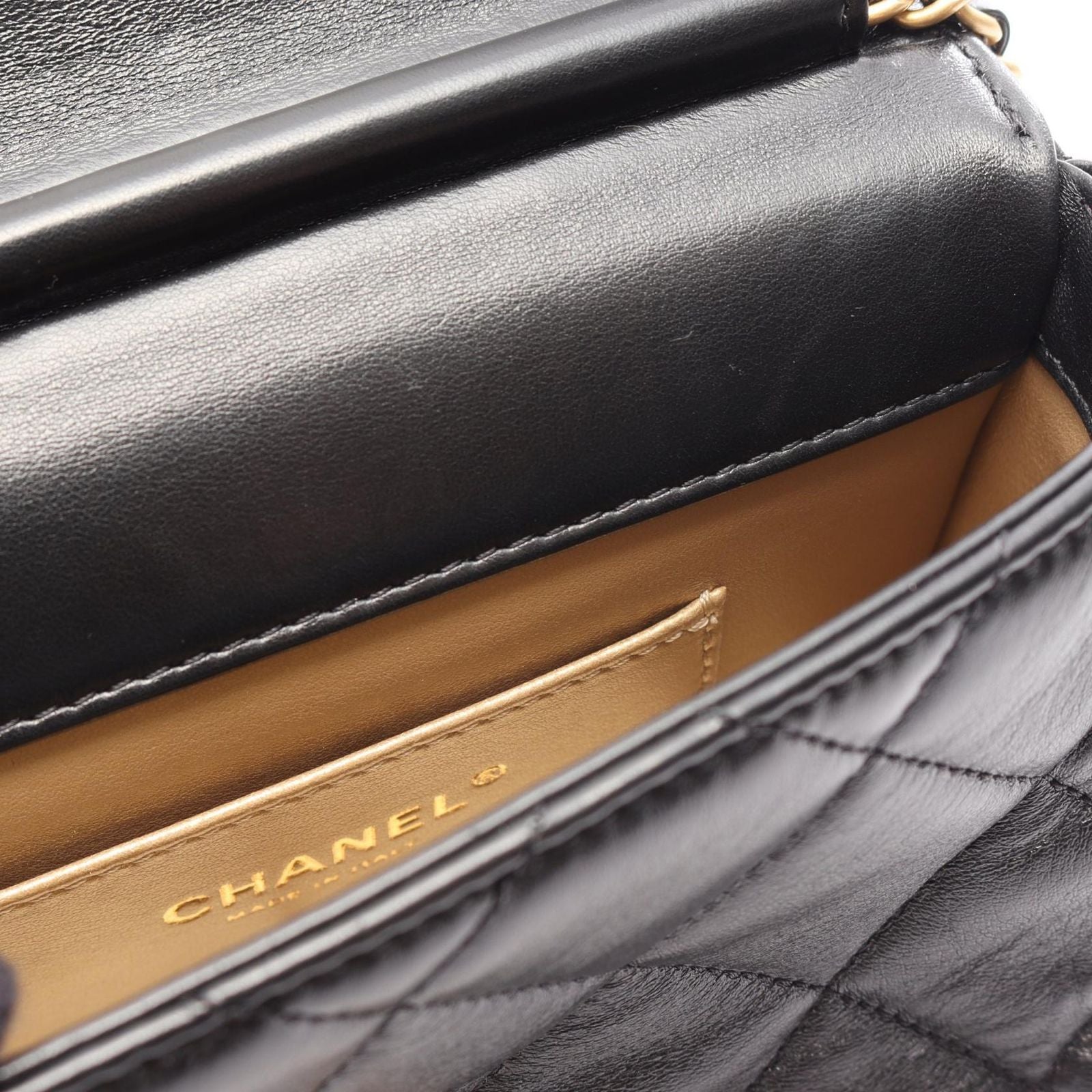 Chanel Shoulder Bag Quilted Mini Flap Black Lambskin — view 7