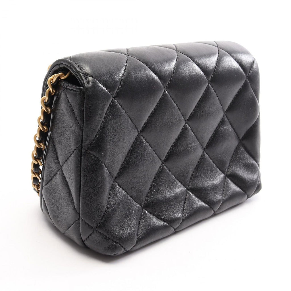 Chanel Shoulder Bag Quilted Mini Flap Black Lambskin — view 2