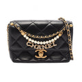 Chanel Shoulder Bag Quilted Mini Flap Black Lambskin
