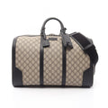 Gucci Boston Bag GG Supreme 2-Way Beige Black Leather Large Duffle