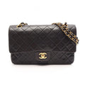 Chanel Shoulder Bag Quilted Double Flap Black Lambskin Chain