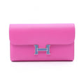 Hermes Bifold Wallet Constance Long Magnolia Blue Brighton Leather