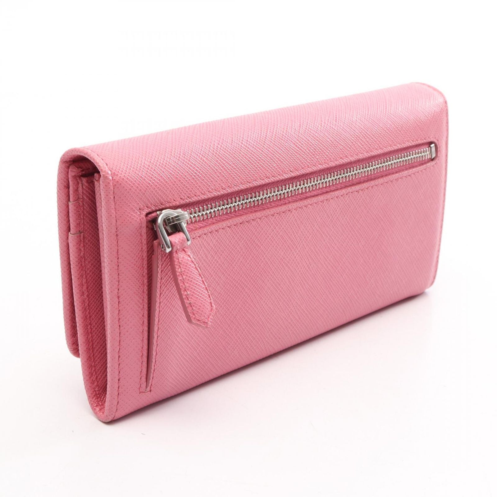 Prada Bifold Wallet Pink Saffiano Leather Triangle Logo — view 2