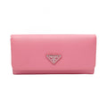 Prada Bifold Wallet Pink Saffiano Leather Triangle Logo