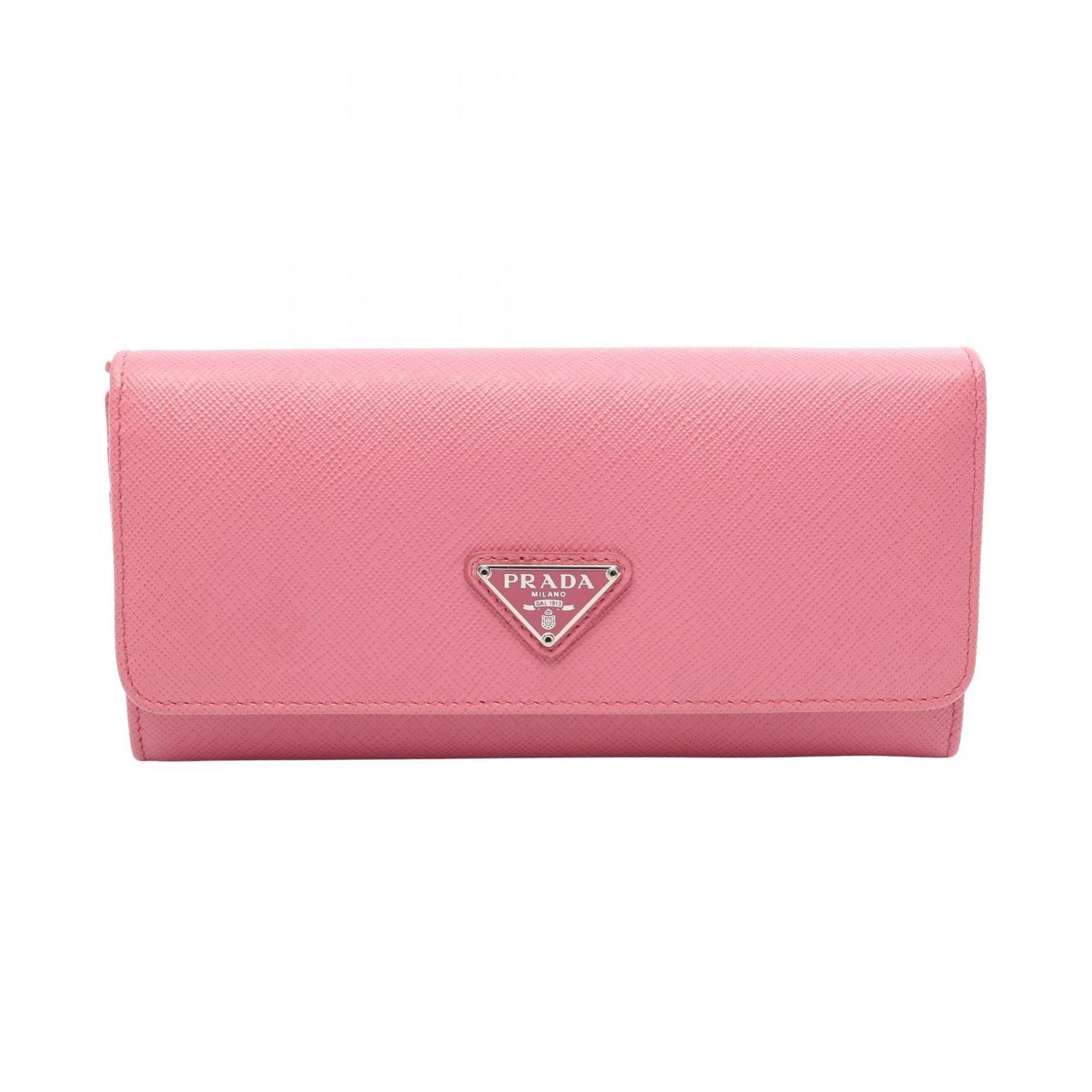 Prada Bifold Wallet Pink Saffiano Leather Triangle Logo