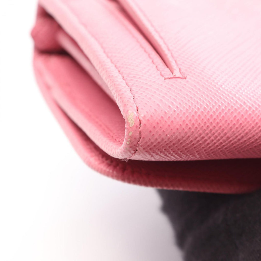 Prada Bifold Wallet Pink Saffiano Leather Triangle Logo — view 8
