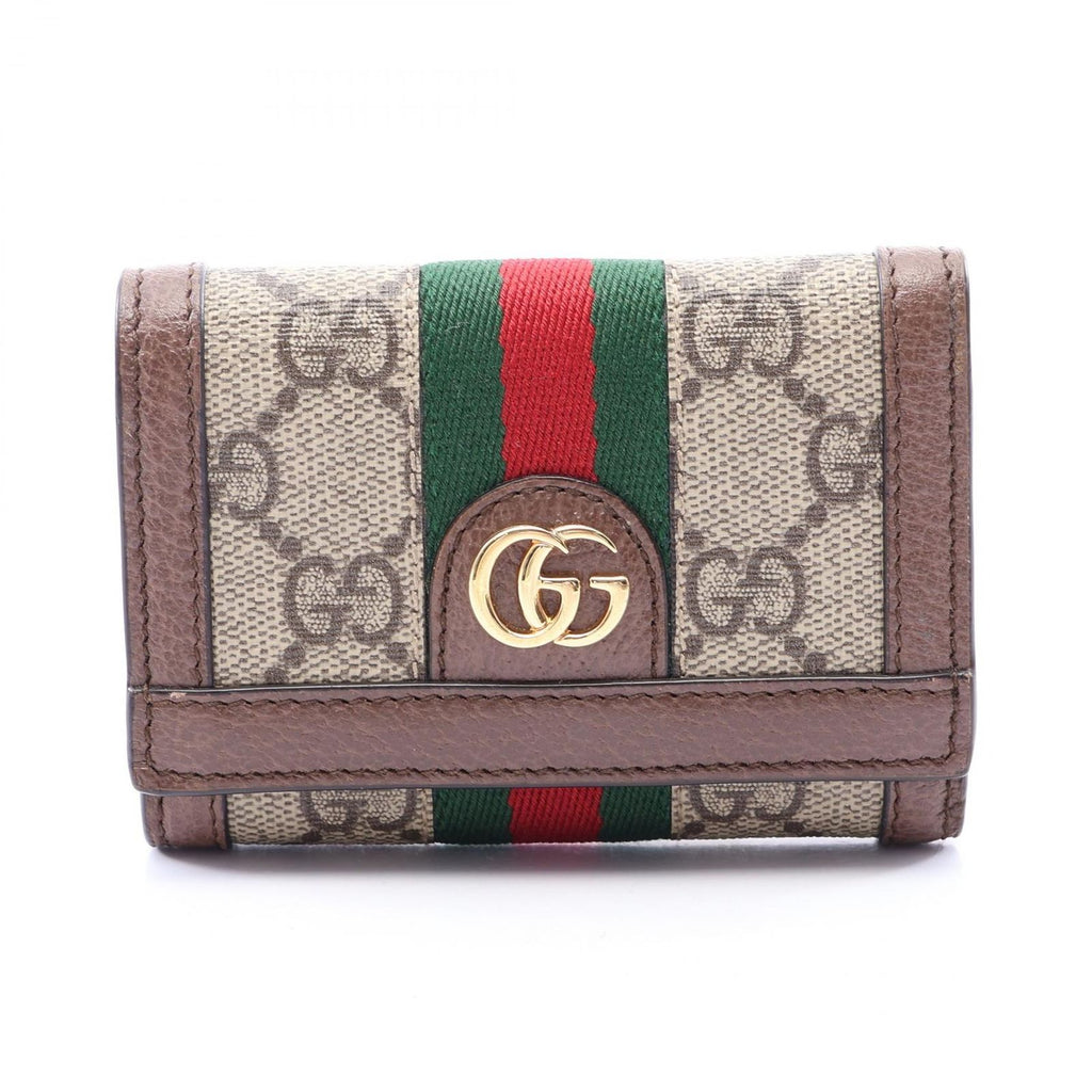 Gucci Trifold Wallet Ophidia GG Supreme Beige Brown Leather