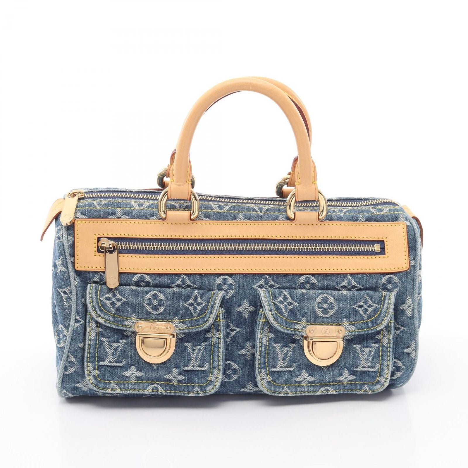 Louis Vuitton Handbag Neo Speedy Blue Denim Leather