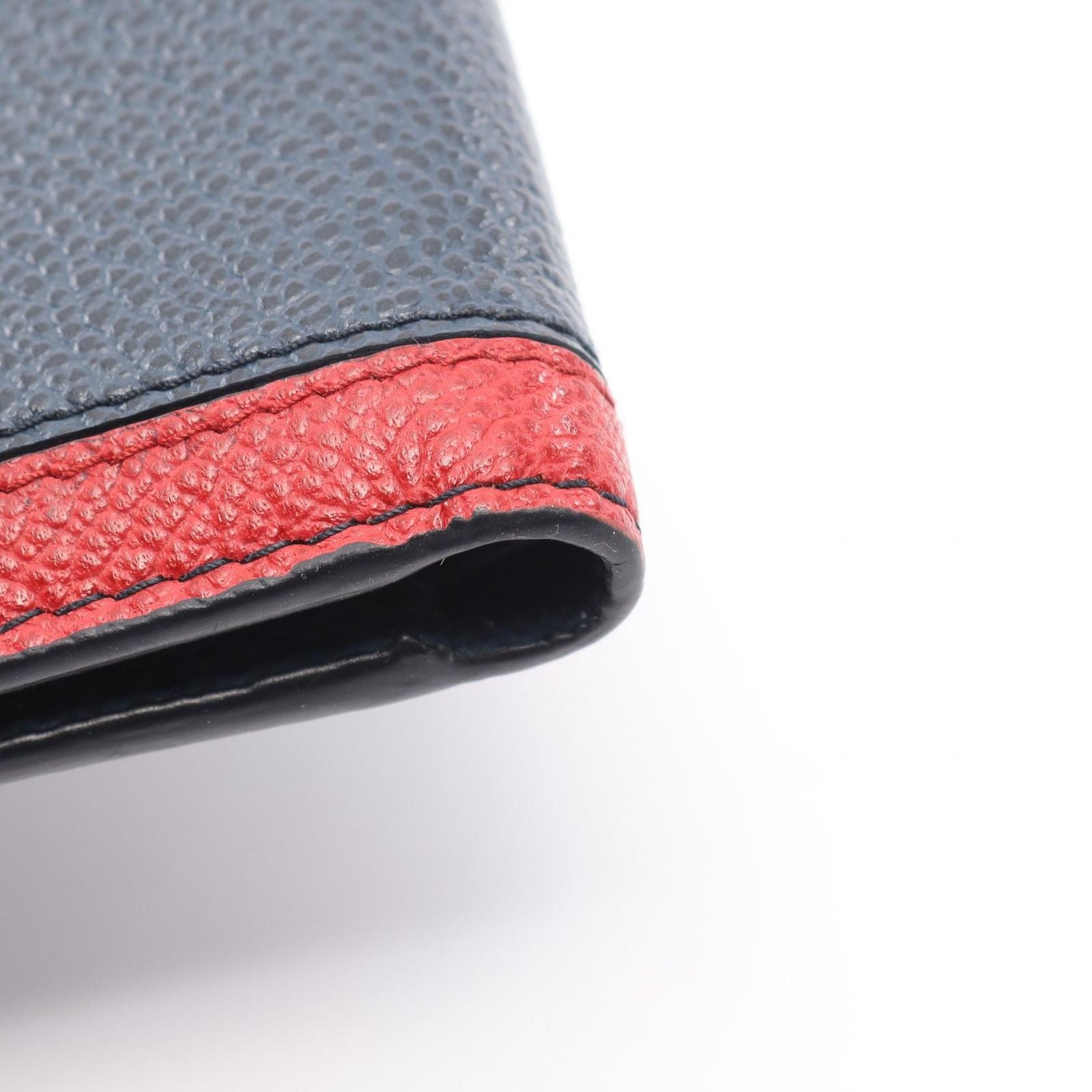Prada Bifold Wallet Vit Micro Grain Navy Red Leather Billfold — view 7