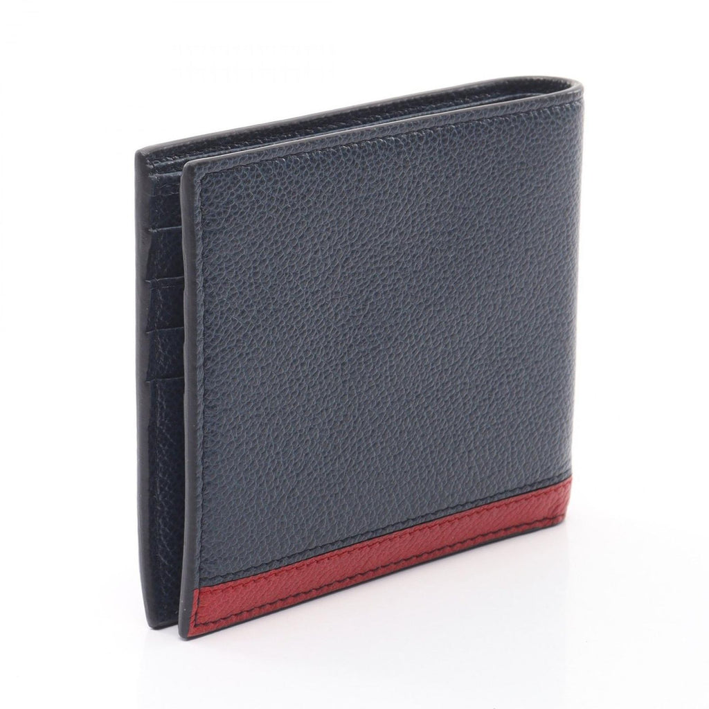 Prada Bifold Wallet Vit Micro Grain Navy Red Leather Billfold — view 2