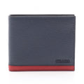 Prada Bifold Wallet Vit Micro Grain Navy Red Leather Billfold