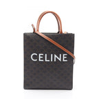 Celine Tote Bag Small Vertical Cabas Triomphe 2-Way Black Brown Leather