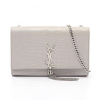 Saint Laurent Paris Shoulder Bag Kate Monogram Gray Leather Tassel Medium