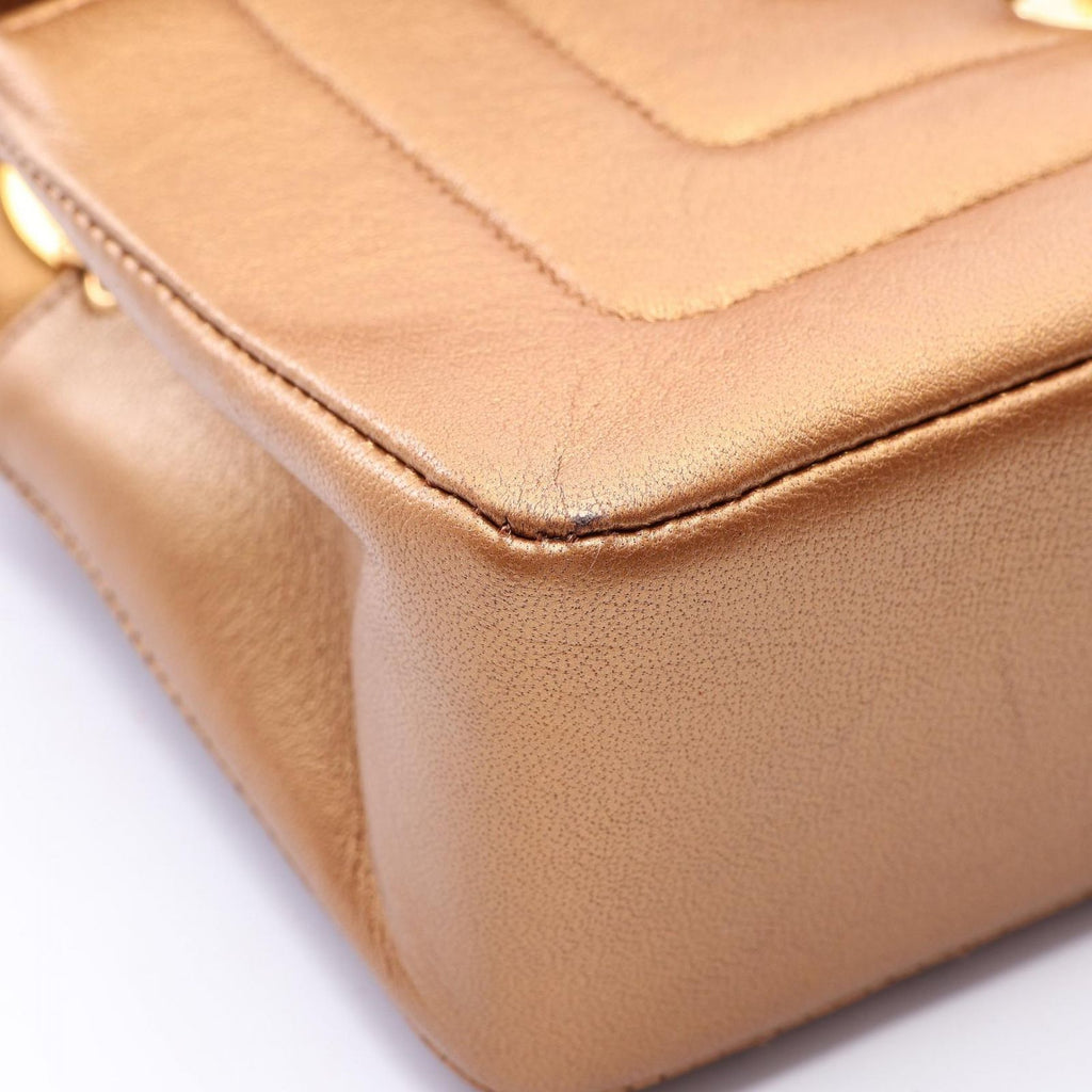Chanel Shoulder Bag Mademoiselle Metallic Gold Lambskin Small Chain — view 7