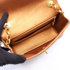 Chanel Shoulder Bag Mademoiselle Metallic Gold Lambskin Small Chain — view 3