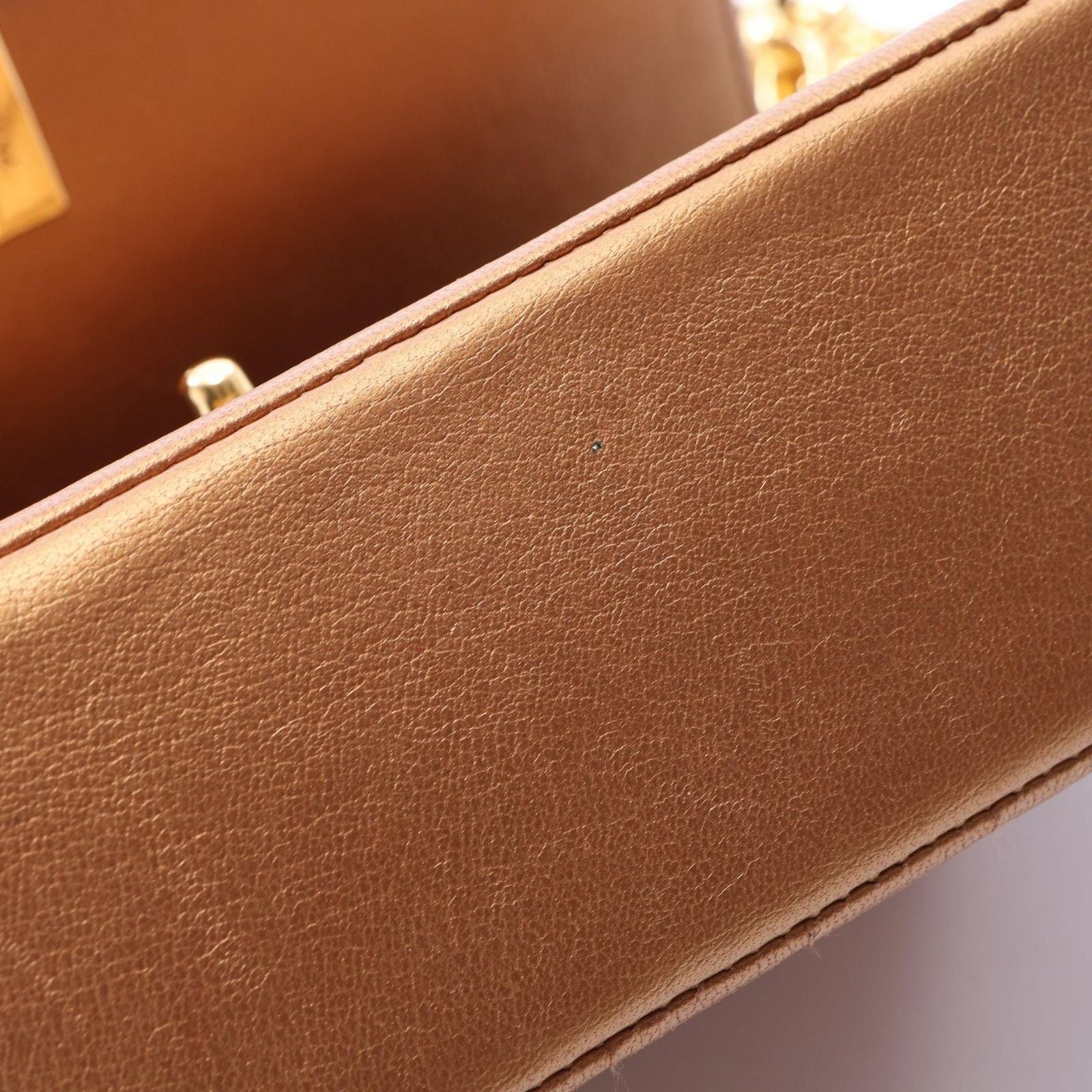 Chanel Shoulder Bag Mademoiselle Metallic Gold Lambskin Small Chain — view 8