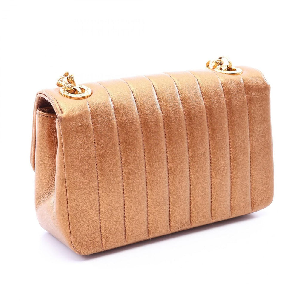 Chanel Shoulder Bag Mademoiselle Metallic Gold Lambskin Small Chain — view 2