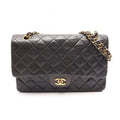 Chanel Shoulder Bag Quilted Double Flap Black Lambskin Chain