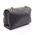 Chanel Shoulder Bag Quilted Logo Black Lambskin Chain — view 2