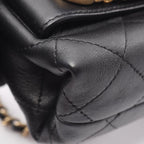 Chanel Shoulder Bag Quilted Logo Black Lambskin Chain — view 8