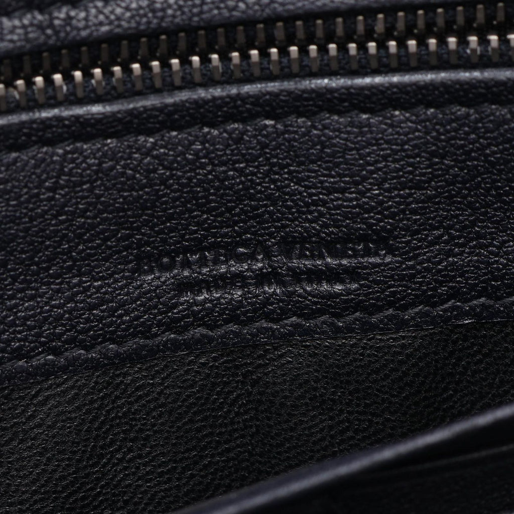 Bottega Veneta Round Wallet Intrecciato Black Navy Blue Leather — view 4