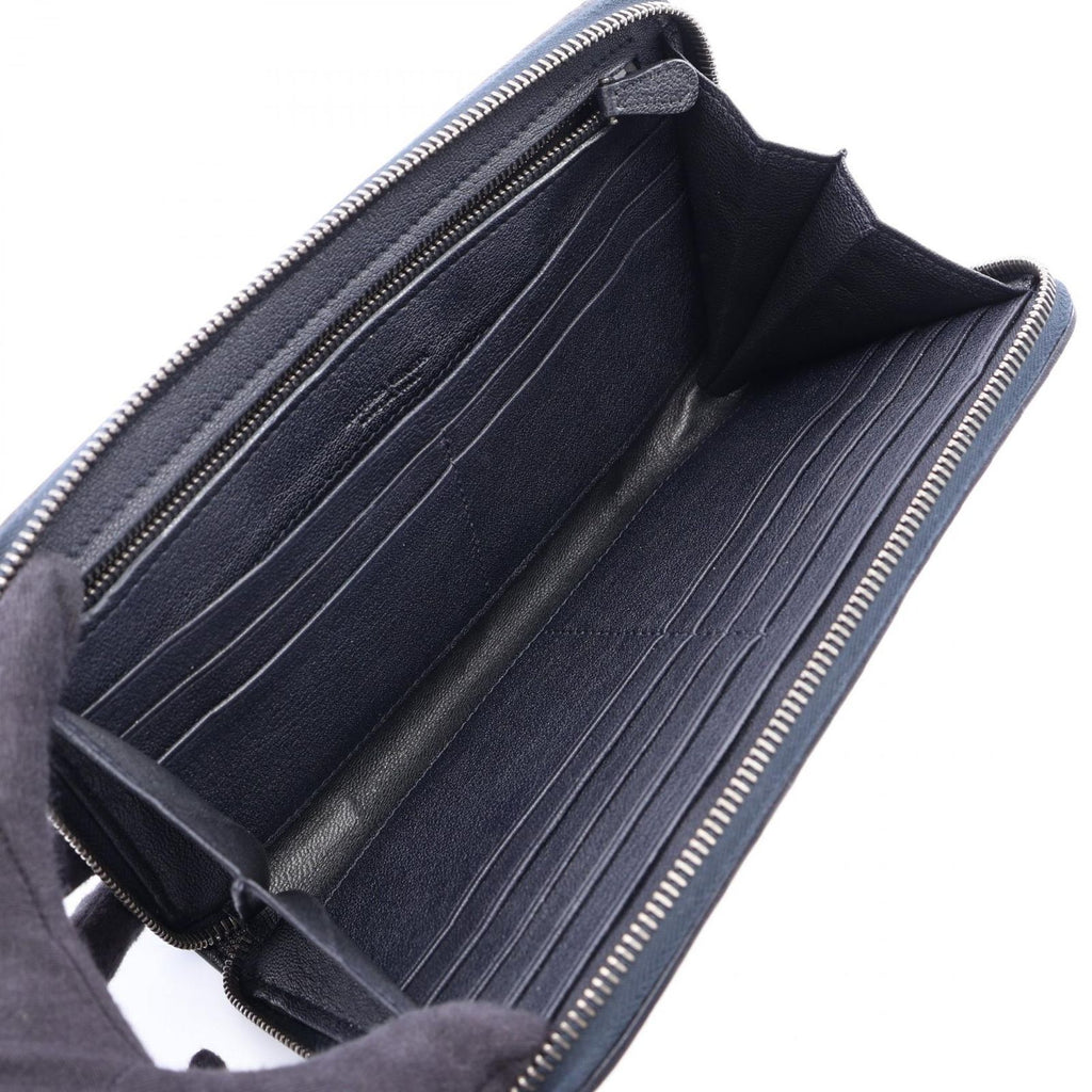 Bottega Veneta Round Wallet Intrecciato Black Navy Blue Leather — view 3