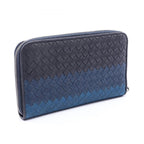 Bottega Veneta Round Wallet Intrecciato Black Navy Blue Leather — view 2