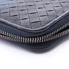 Bottega Veneta Round Wallet Intrecciato Black Navy Blue Leather — view 8