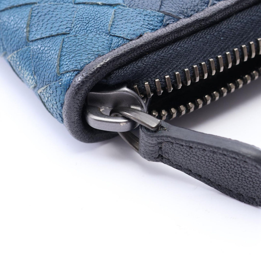 Bottega Veneta Round Wallet Intrecciato Black Navy Blue Leather — view 7