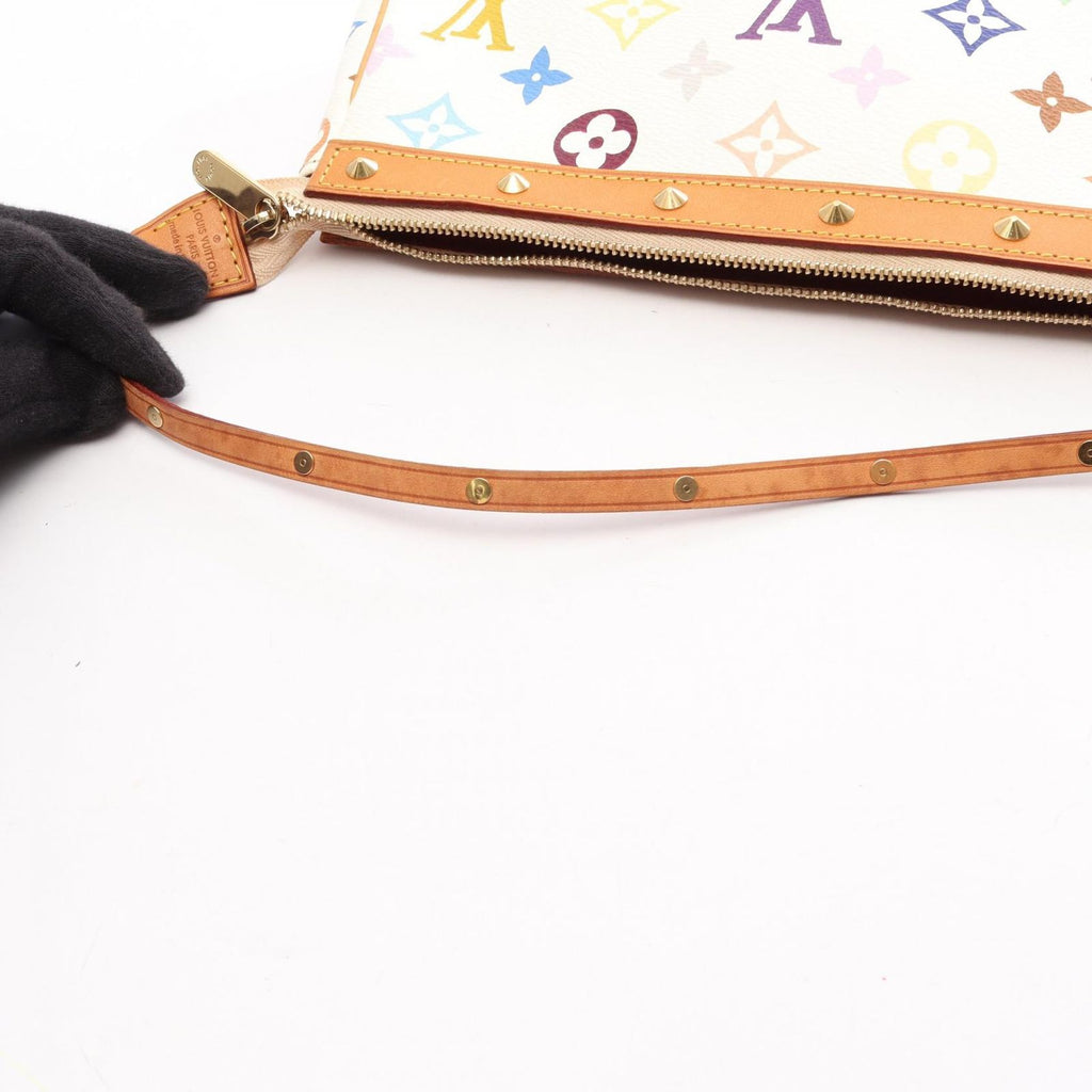 Louis Vuitton Handbag Pochette Accessoires Monogram Multicolor Blanc Leather — view 7