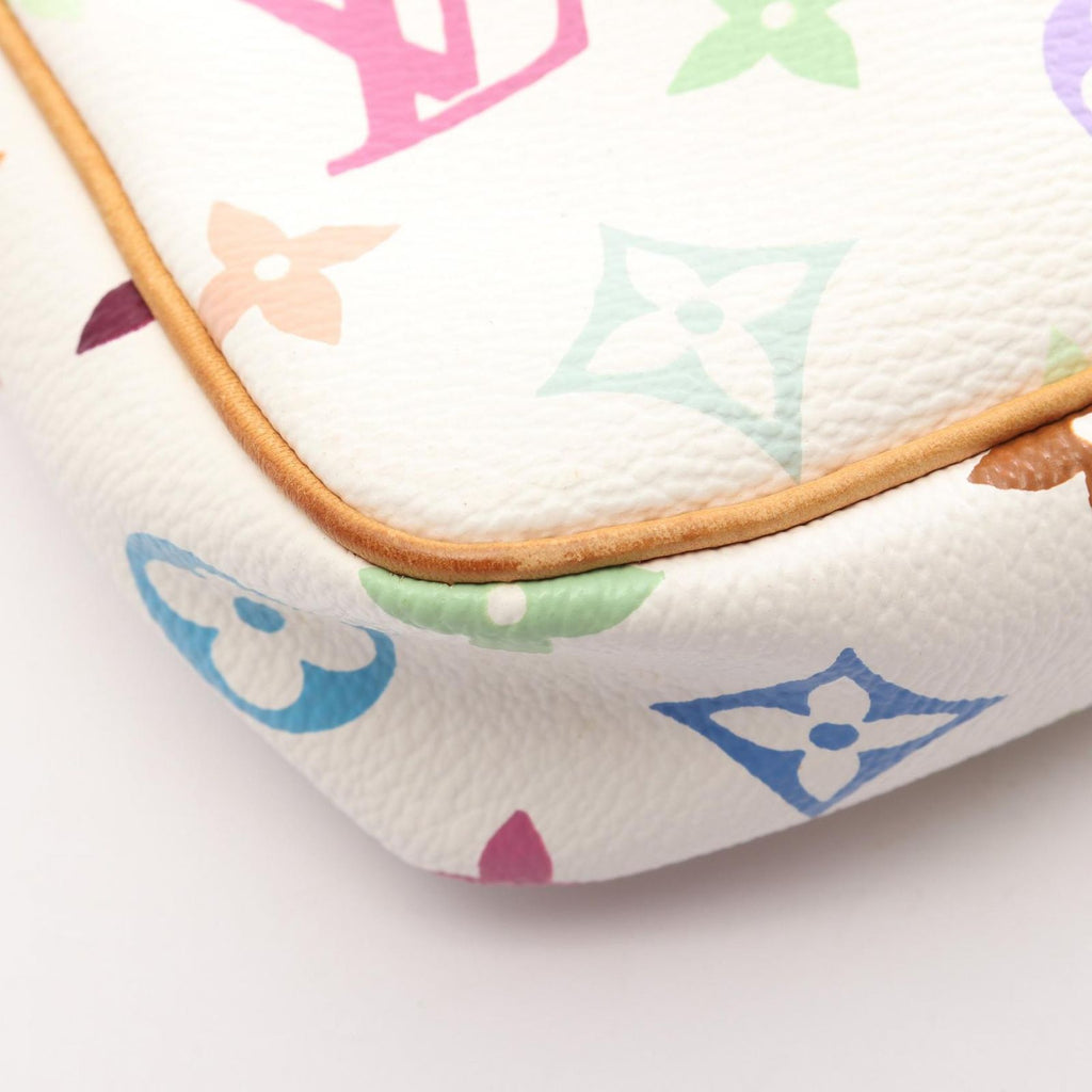 Louis Vuitton Handbag Pochette Accessoires Monogram Multicolor Blanc Leather — view 6