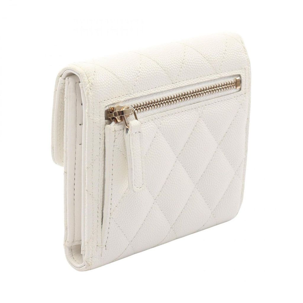 Chanel Trifold Wallet Quilted White Caviar Leather Compact — view 2