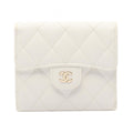 Chanel Trifold Wallet Quilted White Caviar Leather Compact