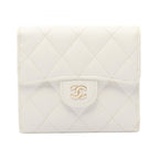 Chanel Trifold Wallet Quilted White Caviar Leather Compact