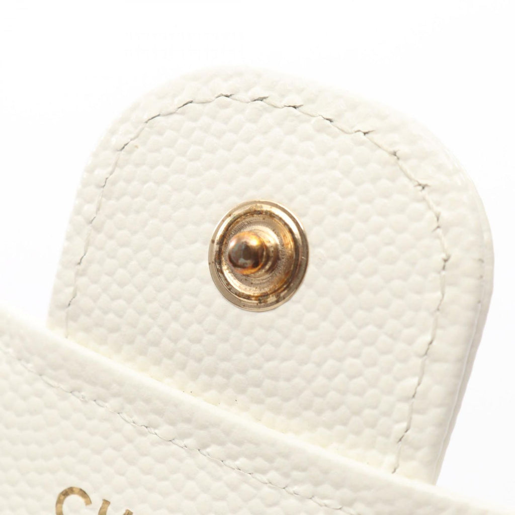 Chanel Trifold Wallet Quilted White Caviar Leather Compact — view 7