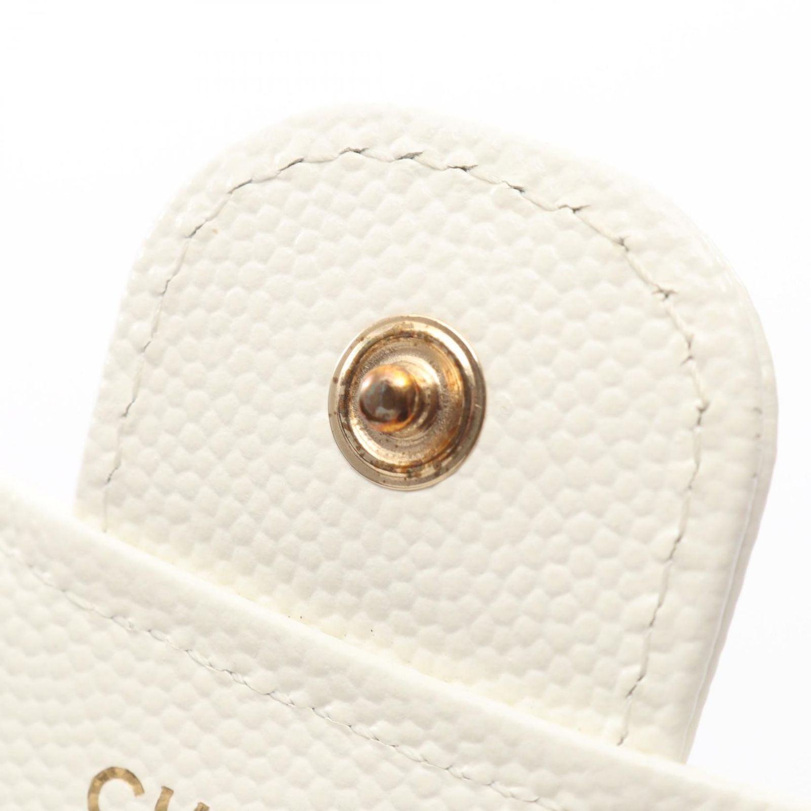 Chanel Trifold Wallet Quilted White Caviar Leather Compact — view 7
